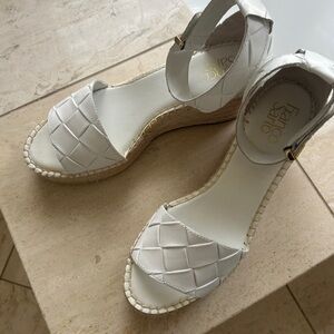 Franco Sarto White Leather Espadrille Sandals size 8 1/2